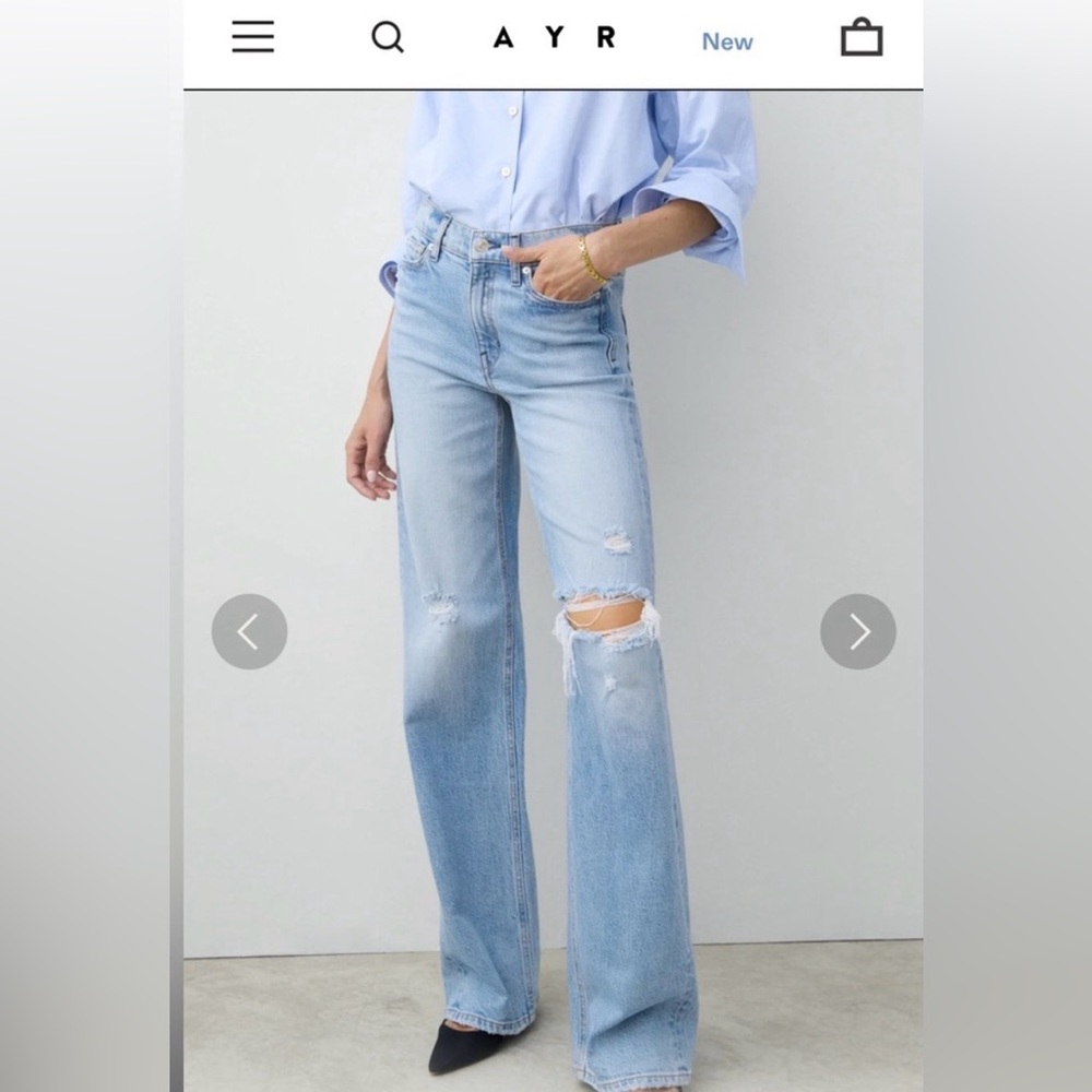 AYR Light Blue Wide-Leg Distressed Jeans - Picture 2 of 11